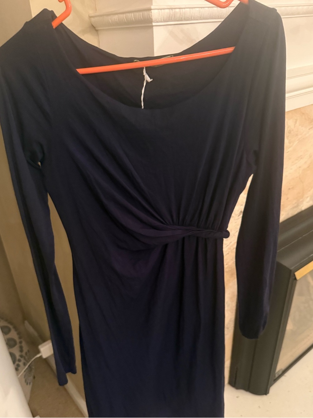 Velvet by Graham & Spencer Navy Twist-Front Long Sleeve Dress